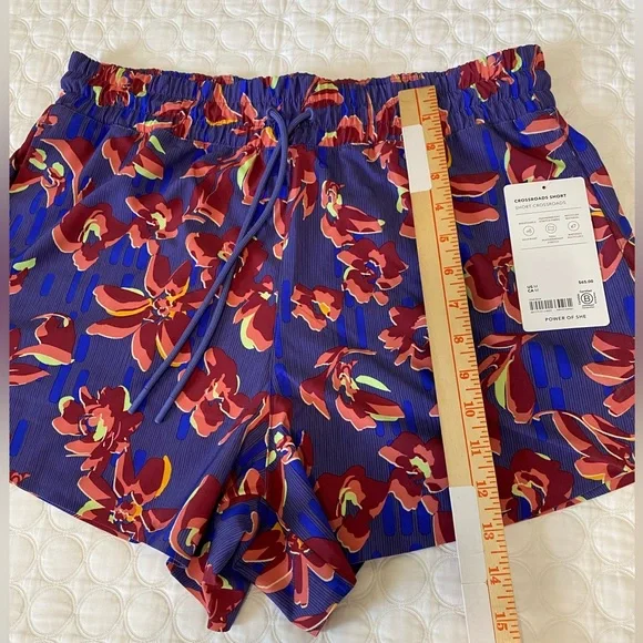 Athleta Floral Athletic Shorts - Red and Blue - Picture 4 of 12